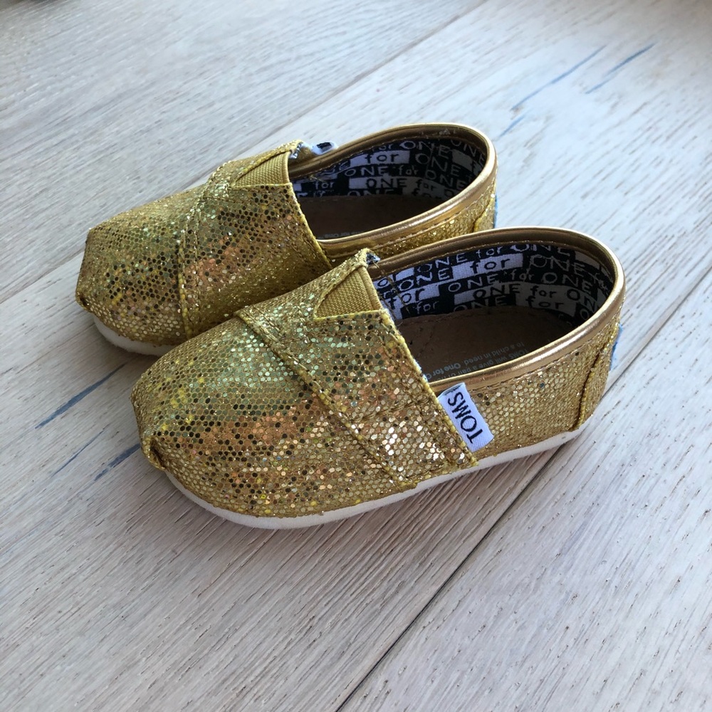 COPY - Gold Glitter Toms Shoes